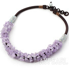 6*8mm natural amethyst chips beaded necklace