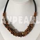6*8mm tiger eye chips beaded necklace