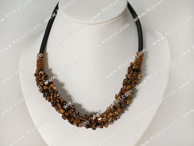 6 * 8mm puces oeil de tigre collier de perles