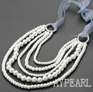 fashion multi strand white shell beads necklace