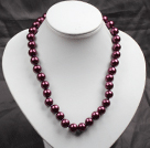 12mm Purple Red Round Glass Pearl Beads Choker Necklace Jewelry
