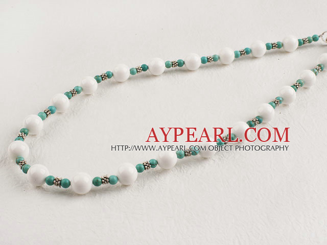 new style white stone and turquoise beaded necklace