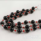trendy new style black agate necklace with big metal loops