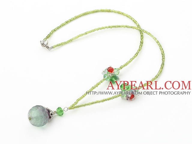 lovely crystal and rainbow flourite neckalce