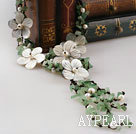 bridal jewelry fashion white pearl aventurine necklace with shell flower