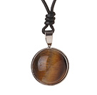 Wholesale Simple Fashion Style Tiger Eye Pendant Necklace With Black Leather
