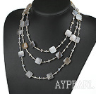 multi strand Brazil agate and crystal neckalce