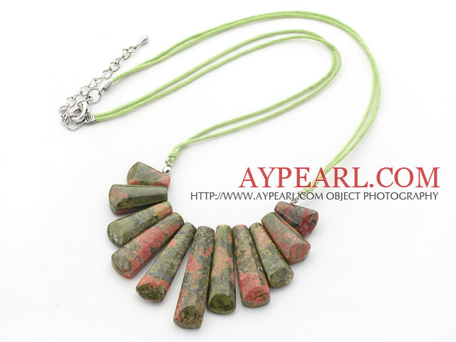 8*35mm green gem beaded necklace with extendable chain