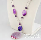 Wholesale Brazil agate and metal loop beaded necklace with extendable chain