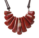 8*35mm red gem beaded necklace with extendable chain