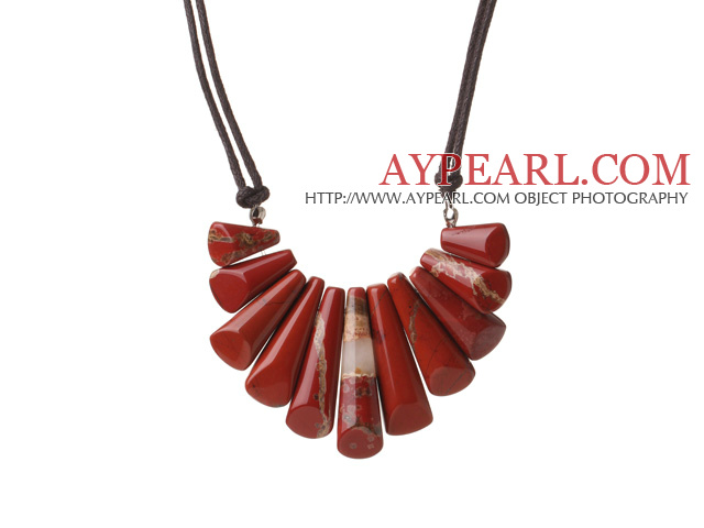 8*35mm red gem beaded necklace with extendable chain