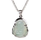 Classic Design S925 Sterling Silver Emerald Maitreya Buddha Pendant Necklace With Sterling Silver Chain