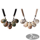2 τεμ Fantastic Drop Σχήμα Crazy Agate και Peacock Stone Δερμάτινο κολιέ με δυνατότητα επέκτασης της αλυσίδας