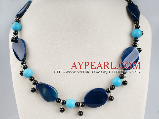 turquoise and agae beaded necklace with moonlight clasp