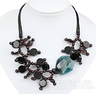 gorgeous garnet smoky quartze agate necklace