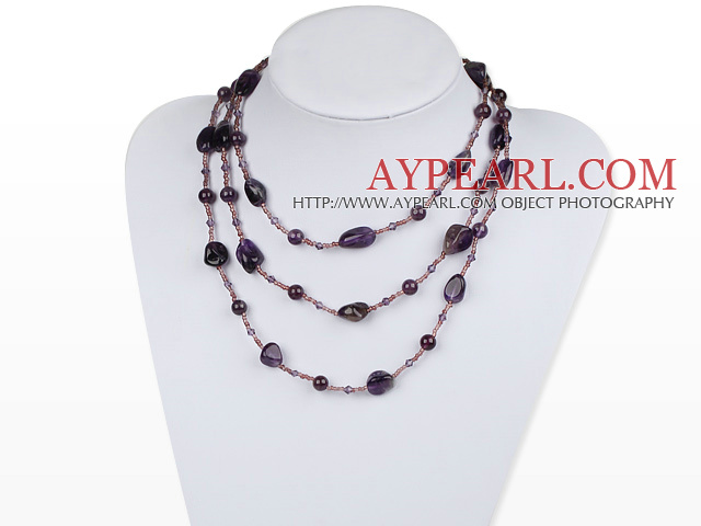 Multi-Strang Amethyst und Glasperlen Halskette