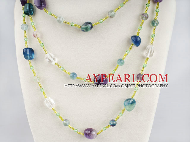 fashion long style rainbow flourite necklace