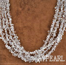 multi strand clear crystal chips beaded necklace with jade clasp