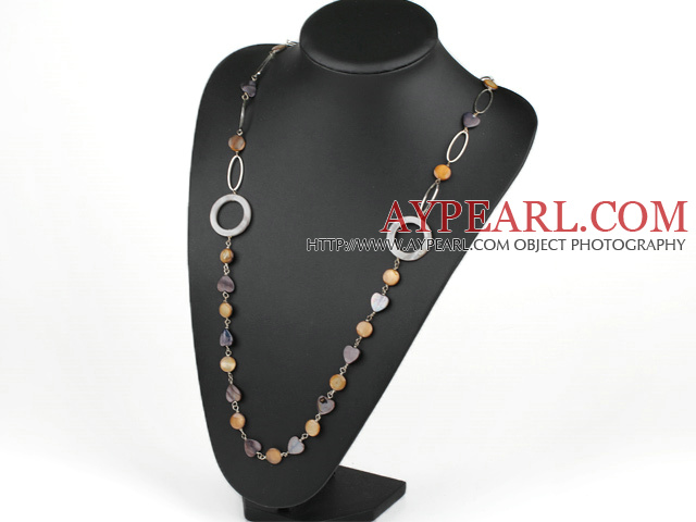 fashion long style party jewelry shell necklace with big loops