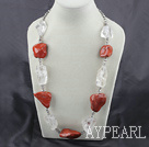 分厚いスタイル天然水晶赤い宝石ネックレス