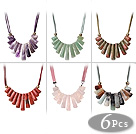 6 PCs forme fantastique Fan couleur multi multi Pierre Collier en cuir avec mousqueton