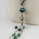 Wholesale Fashion Long Chain Loop Phoenix Stone Pendant Necklace With Double Color Cords