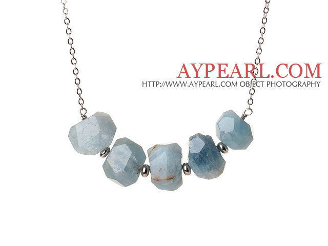 Kall enkel Style oregelbunden form Aquamarine Halsband med Legerat Chain