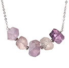 Cool Simple Style Irregular Shape Amethyst Necklace with Alloyed Chain