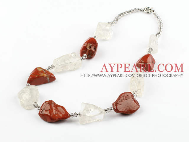 chunky style natural crystal red gem necklace 