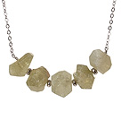 Cool Simple Style Irregular Shape Green Garnet Necklace with Alloyed Chain