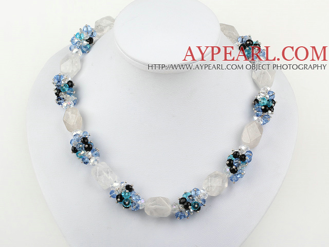 Fashion Multi Bright Color Crystal And Rock Strand Necklace With Magnetic Clasp 