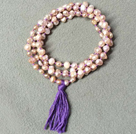 Nyanländ Natural Rosa Lila potatis Pärlhalsband Med Purple Tassel (också kan vara Armband)