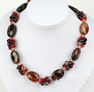 Wonderful Multi Color Clsuter Crystal And Agate Strand Necklace With Big Magnetic Clasp