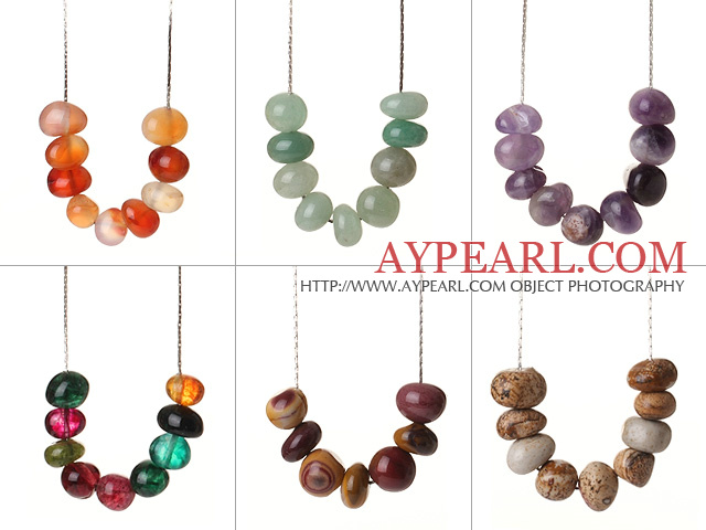 6 kpl Lovely Style Abacus Shape Natural kova kivi ja kristalli kaulakoru EXTANDABLE Chain