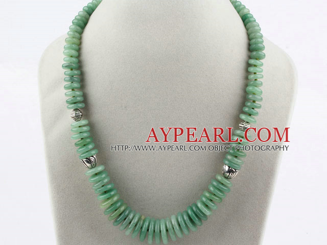 Single Strand Aventurine Disc Chips Necklace