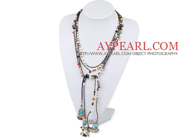 multi color pearl and glass beads necklace