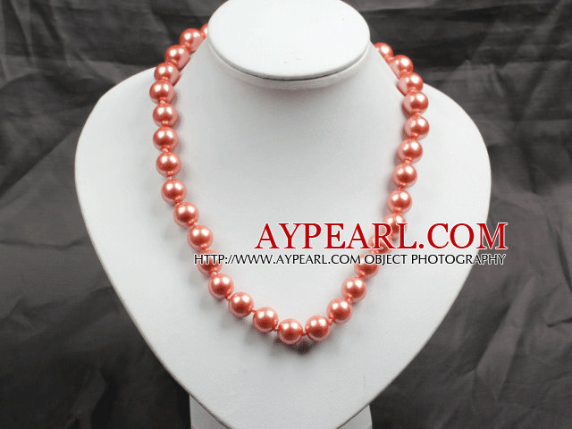 12mm Orange Rose Rond Couleur perles de verre perle Collier ras du cou Bijoux