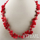 drop shape red coral necklace with toggle clasp