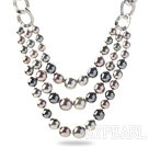 Fashion Style Three Layer Seashell Beads Necklace with Toggle Clasp