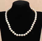 Hot Sale Women Gift A Grade 8-9mm Natural White Freshwater Pearl Necklace With Heart Clasp