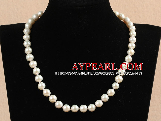 Hot Sale Women Gift A Grade 8-9mm Natural White Freshwater Pearl Necklace With Heart Clasp