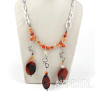 chunky style fancy agate necklace with bold metal chain