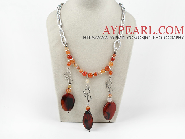 chunky style fancy agate necklace with bold metal chain