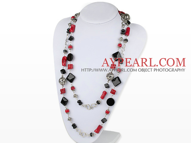 55,1 pouces de long style de corail rouge agate collier