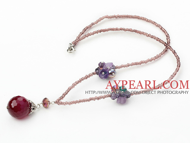 lovely crystal and agate necklace with lobster clasp