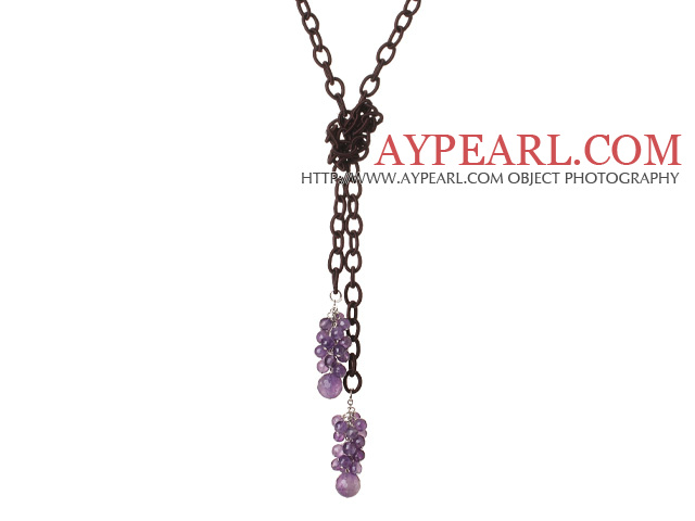 ファッションコスチュームジュエリー紫色の歯真珠とシェルネックレス
