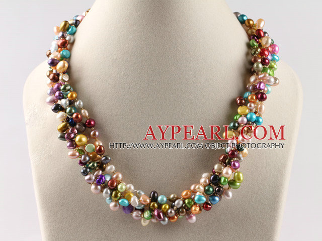 multi strand colorful pearl necklace with flower clasp много красочных нитей жемчужное ожерелье с застежкой цветок