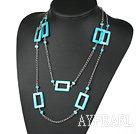 Mode Stil lange blaue Perle und Muschel Halskette