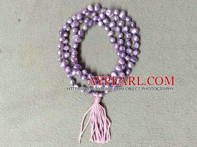 New Arrival Natural Purple Potato Pearl Necklace With Pink Tassel (Also can be Bracelet)