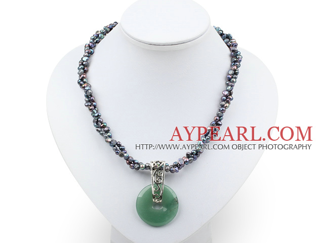 double strand pearl and aventurine necklace with moonlight clasp